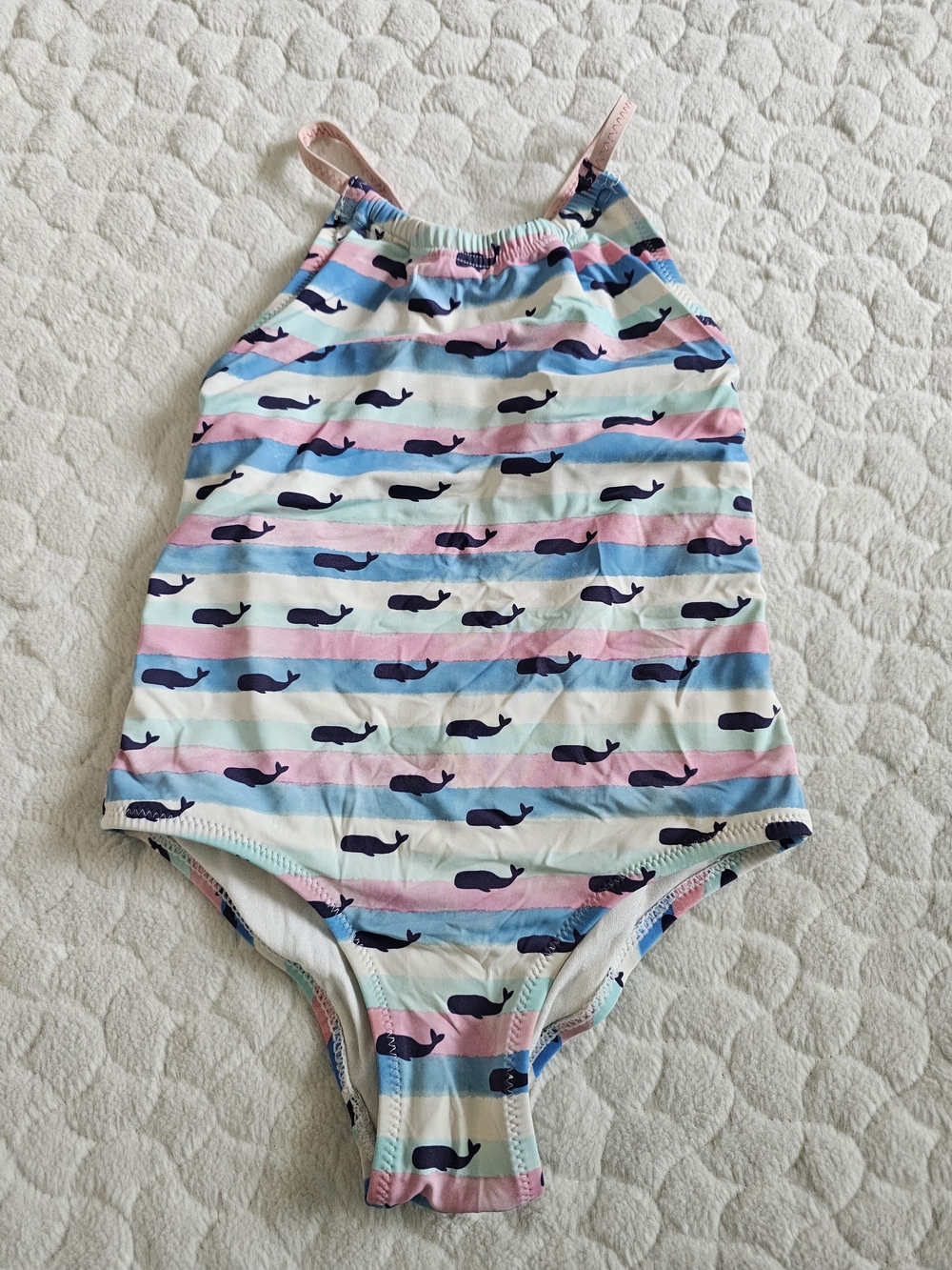 Hatley Toddler 4 Girls One-Piece Swimsuit with Navy Whale Print